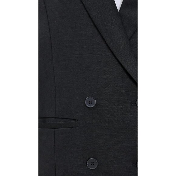 Women's Linen Blazer Small Black Notched Lapels Padded Shoulders - Picture 6 of 6